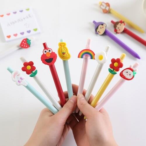 24PCs Press Gel Pens Cute Girl Cartoon Korean Gel Pen Student Signature Pen Creative Kawaii School Supplies Gift Prize Wholesale