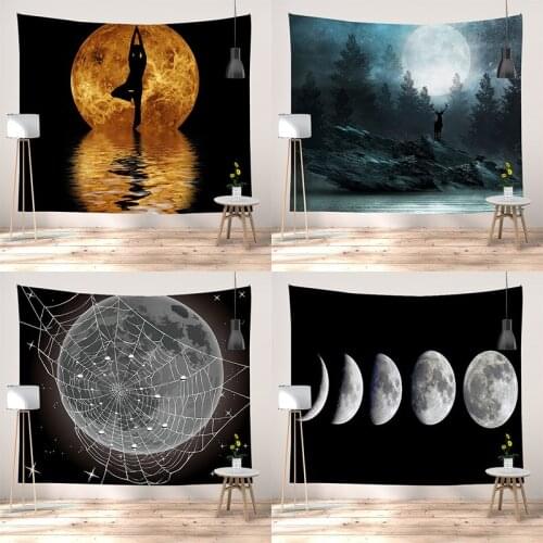 Black and white moon Mandala tapestry Bohemian decoration wall hanging bedroom psychedelic scene starlight art homes decoration