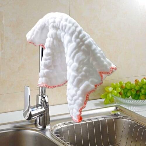 Cotton Yarn Dishcloth Lint-Free Oil-Free Absorbent Easy-to-Clean Rag Table Cleaning Cotton Kitchen Thickened Scouring Pad