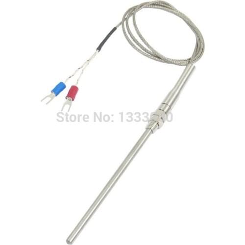 Free Shipping K Type 100x5mm Probe Thermocouple Temperature Sensor Cable 1 Meters