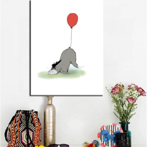 Canvas Prints 1 Panel Canvas Art Wall Pictures For Living Room Unframed Pictures For Kids Room Picture Cute Donkey Balloon