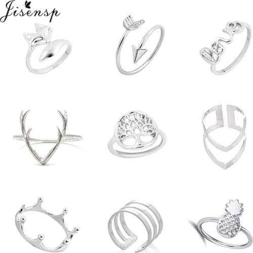 Simple Geometric Arrow Adjustable Rings Lovely Tree of Life Finger Ring for Women Vintage Jewelry Statement Rings Accessories