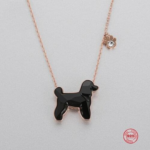 2020 New Fashion Charm Pure 925 Silver Original 1:1 Copy, Poodle Cute Funny Pendant Necklace Female Luxury Jewelry Gifts