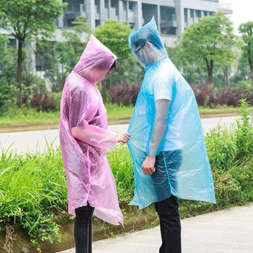 Random Colors Unisex Disposable Raincoat Adult Creative Poncho Transparent Multi-function Travel Portable Equipment Cycling H8J5