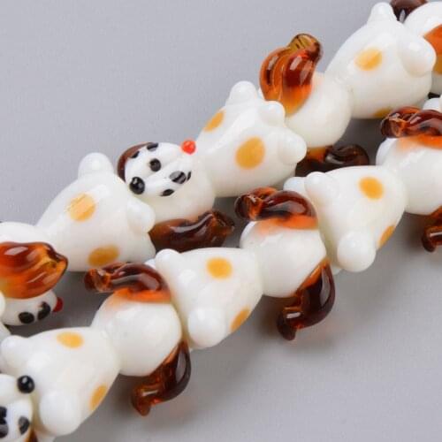 About 20pcs/strand Handmade Bumpy Lampwork Dog Shape Beads Strands for jewelry making DIY Bracelet Necklace Decor Accessories