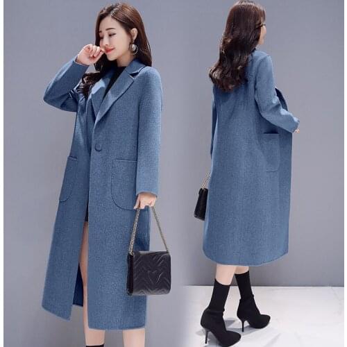 High quality woolen coat Long sleeve ladies coat 2019 Autumn Winter clothing New wool coats women Korea women long jacket 932