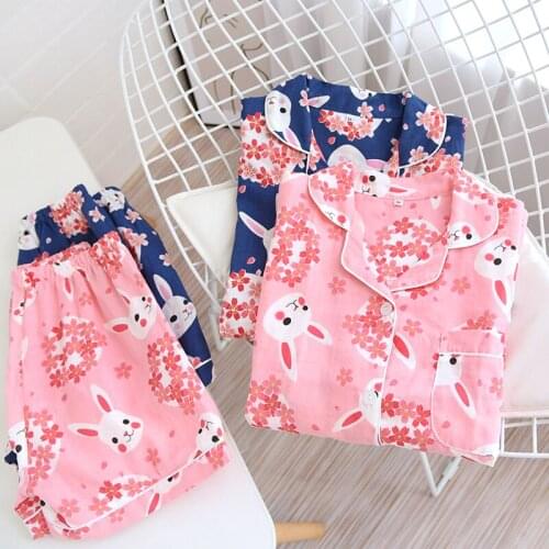Japanese summer new ladies cotton gauze short sleeve shorts pajamas suit cute heart-shaped thin section home service suit woman