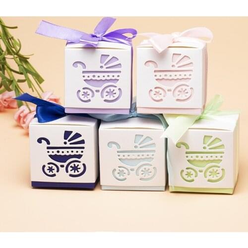 10pcs Wedding West Point packaging party portable paper box carton Romantic Laser Cut Wedding Candy Box baby cart Carved Pattern