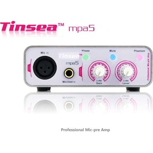 Tinsea mpa5 Professional audio interface microphone amplifier sound card reverberation karaoke mic preamplifier 48V power supply