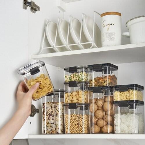 Transparent Square Sealed Can Food Preservation Storage Box Grains Spices Snacks Dry Fruit Bottles Home Kitchen Supplies Tools