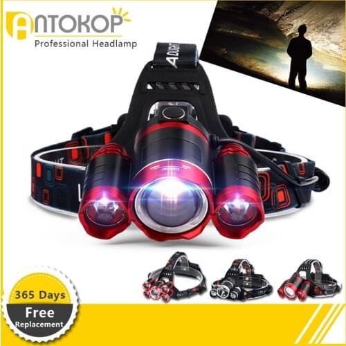 Drop Shipping Rechargeable zoom led headlamp Fishing headlight Torch Hunting head lamp Camping Headlamp Flashlight head light
