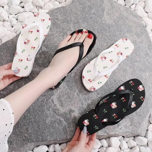 Womens Sandals Flat-Bottomed Slippers Non-Slip Summer slides Ladies Beach Flip-Flops Cartoon Shoes Chanclas de playa para mujer