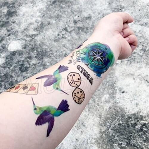 Tattoo sticker map robin anchor compass rope playing cards wave arrow dice temporary tatto fake tatoo for kid girl man woman