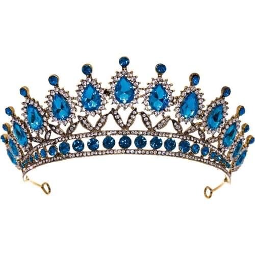 Bridal Jewelry Wedding Headdress Accessories Sapphire Crystal Semicircle Crown Headband Princess Crown Birthday SK88