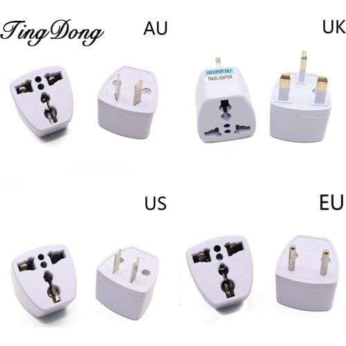 TingDong Universal US UK AU To EU Plug USA To Euro Europe Travel Wall AC Power Charger Outlet Adapter Converter 2 Round Pin Soc