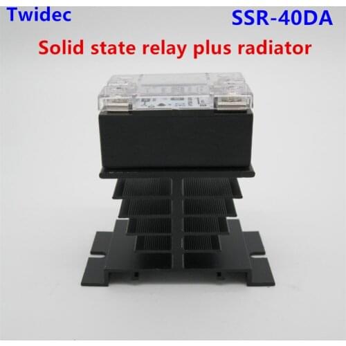 High-quality Single Phase Solid State Relay plus radiator SSR-40DA Module 3-32VDC To 24-480VAC Aluminum Heat Sink Dissipation