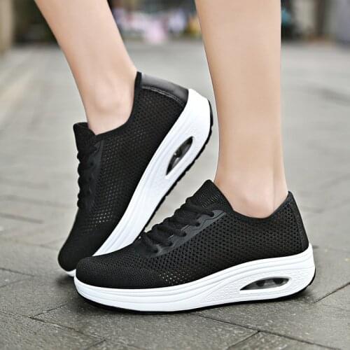 Women Sneakers Air Sole Athletic Fitness Shoes Lace-up Breathable Jogging Shoes 2021 Summer Leisure Outdoor Sneakers