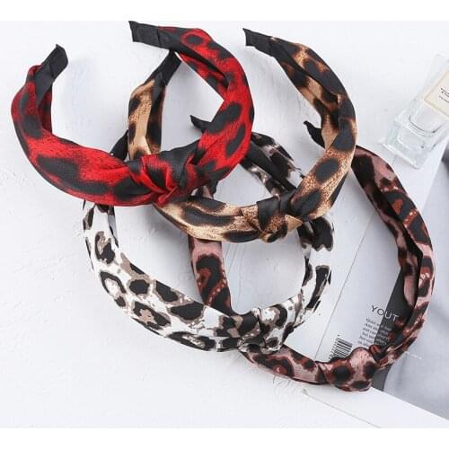 New Ladies Leopard Head Bands For Women Bowknot Broadside Hair Hoop cotton Hairband Leopard Hair Accessories for Girls FG091