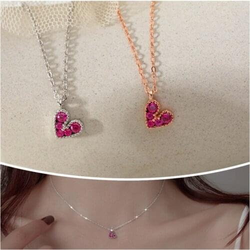 Sparlking Crystal Heart Necklace Jewelry Women Personality Silver Plated Clavicle Necklace Temperament Fairy Chain On Neck Lady
