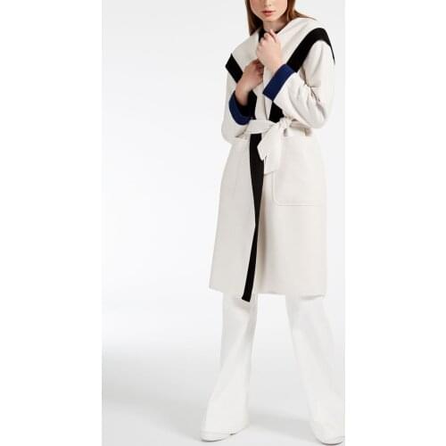 Obrix Sweet Fashion Streetwear Female Coat Woolen Cashmere Pockets Belt Casual European American Style Coat for Women