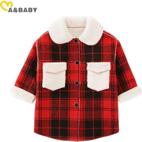 Winter Children Girls Coats Warm Long Sleeve Plush Plaid Jackets Child Costumes Christmas Costumes