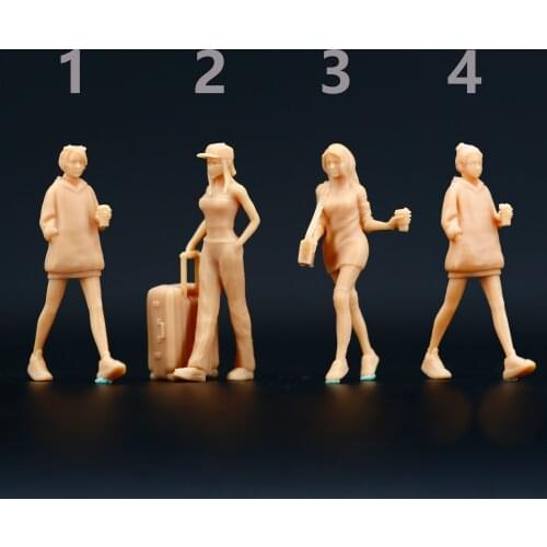 1:64 Beautiful Model Take the milk tea and Carry out luggage box Miniature Figure White Model Need To Be Colored By Yourself
