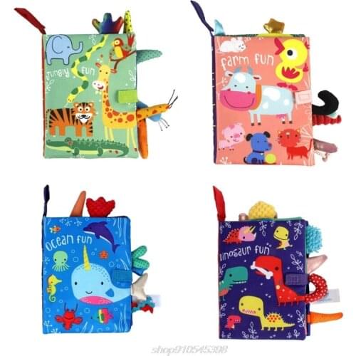 1Set Brain Developmental Baby Book Animal Cloth Book for Baby Cloth Squeaker Book Tearproof Educational Reading J03 21 Dropship