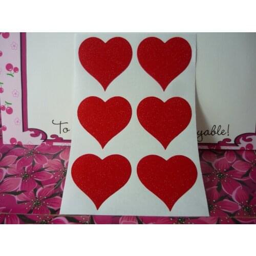 3.8cm Red glitter wedding favors heart sticker