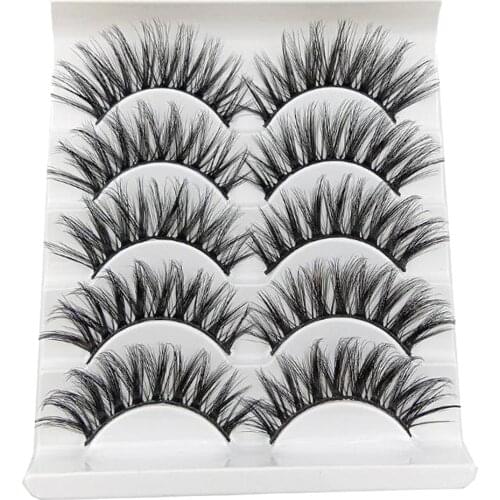 5Pairs 3D Dramatic Thick Fake Eyelashes Natural Look Extension Tools Set Handmade Mink Hair Cruelty-free False Eyelash