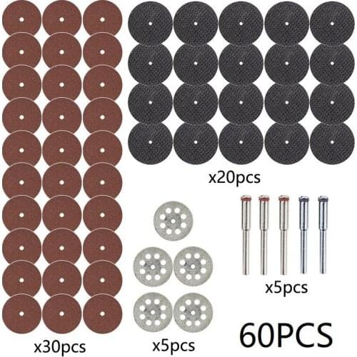 60pcs/set Diamond Cutting Blades Sanding Blades Circular Saw Blades Mini Drill Rotary Tool Woodworking Accessories