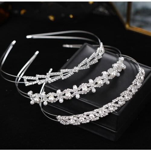 Pearl Rhinestone Hair Band Silver Color Bridal Accessories Fashion Edging Headdress Bathroom Wash Hair Clip Styling Tool