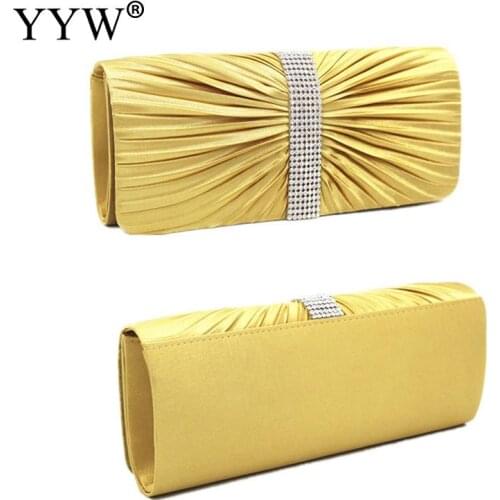 Satin Pleat Evening Party Clutch Bag Fashion Night Clutches Purse Bag With Chain Handbags Luxury Elegant Clutch Sac Main Femme