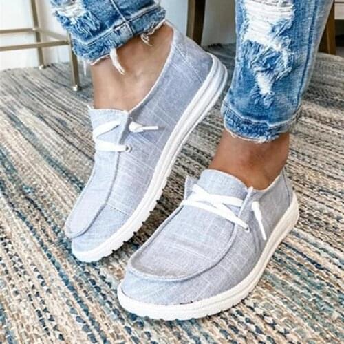 Siddons Canvas Women Casual Shoes Lace Up Sneakers Summer Soft Breathable Ladies Loafers Soild Lightweight Flats Shoe Plus Size
