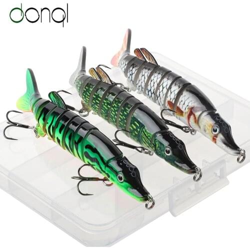 DONQL 3Pcs Wobblers Fishing Lures Sinking Swifty 9 Segments Multi Jointed Swimbait Trolling Lures Saltwater Bass Hard Crankbait