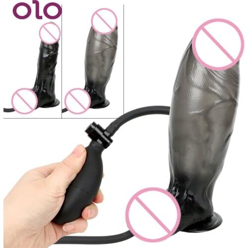 OLO Big Butt Plug Huge Inflatable Dildo Anal Plug Vaginal Stimulation Pump Realistic Penis Suction Cup Sex Toys For Women