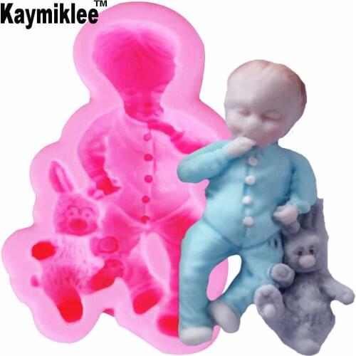 M924 Boy Doll BearCandle Moulds Soap Mold Kitchen-Baking Resin Silicone Form Home Decoration 3D DIY Clay Craft Wax-Making