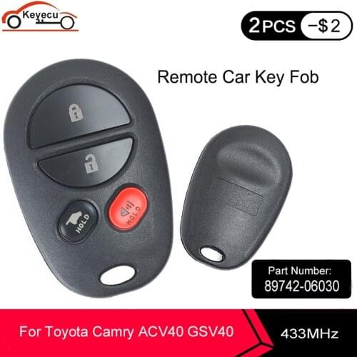 KEYECU Replacement Remote Car Key Fob 3+1 4 Button 433MHZ for Toyota Camry ACV40 & GSV40 2006 2007 2008-2011 P/N:89742-06030