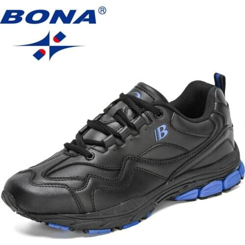BONA 2021 New Designers Action Leather Running Shoes Men Trendy Sneakers Man Comfortable Walking Jogging Casual Shoes Mansculino