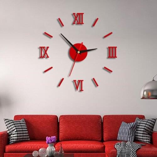 Round Living Room Bedroom Home Wall Stickers Clock Simple DIY Art Decoration Clock