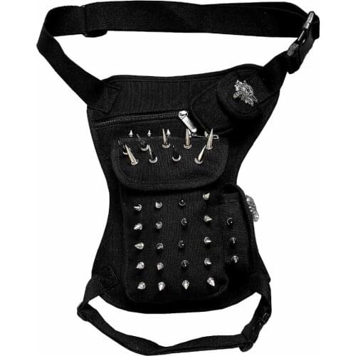 Cool Full Spike Biker Waist Bag Drop Leg Pack Mens Cavans Fanny Bag