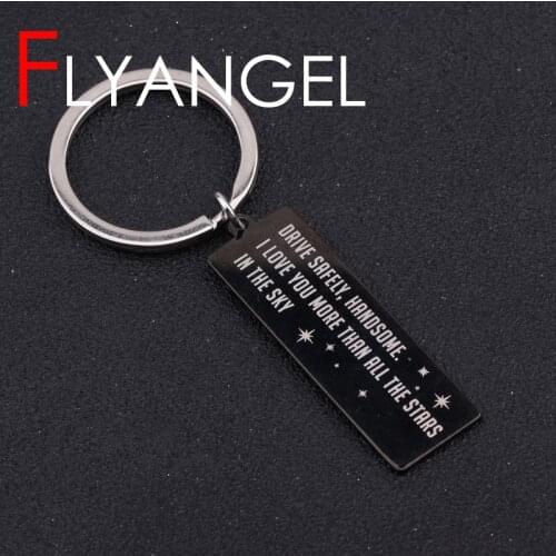 Fashion Engraved Keychain Drive Safely I Love You Morn Than All The Star Key Holder Lover Couples Valentines Keyring Gifts