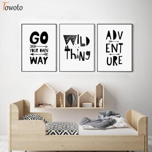 Monochrome Tribal Canvas Painting Inspirational Quotes Posters Black and White Wall Art Boys Bedroom Decorative Wall Pictures