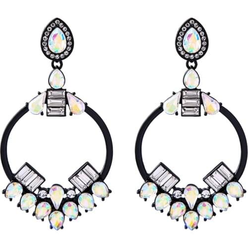 New Fashion Vintage Bohemia Hyperbole Earrings Tranfsparent Glass Rhombous Crystal Pendent Earrings For Women Charming Jewelry