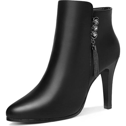 Pointed Side Zipper WomenS Boots Rhinestone Stiletto WomenS Ankle Boots WomenS Boots With Inner Platform