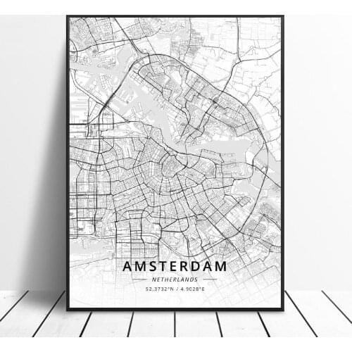 The Hague Leiden Heerlen Amsterdam Dordrecht Leeuwarden Netherlands Map Poster