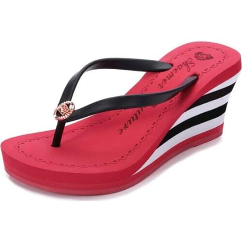 Wedges Shoes For Women Sandals Plus Size High Heels Summer Shoes 2019 Flip Flop Chaussures Femme stripe Platform Sandals b176