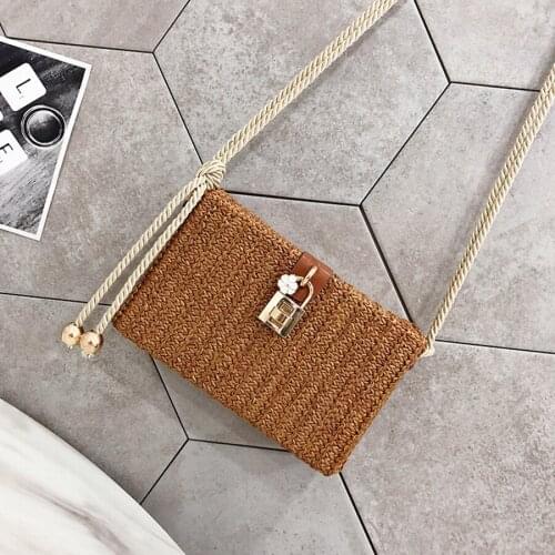 Fashion Flap Straw Handbags For Women Summer Beach Holiday Woven Crossbody Shoulder Bag Ladies Rattan Small Bolsa Feminina