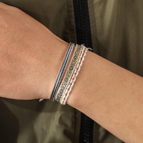 Tibetan Buddhism Tassel Knot Rope Friendship Bracelets & Bangles Adjustable Bamboo Leaves Cuff Mens Bracelet Set Dropshiping