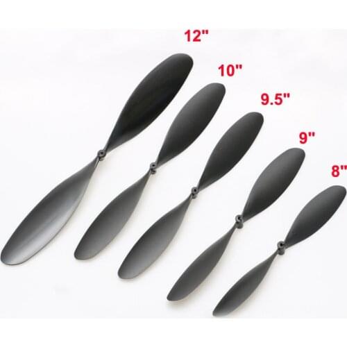 20pcs 8"-12" Black Rubber Band Paddle Aperture 1.5mm 2-blade Propeller Elastic Power Props Replace for Fixed-wing Drone Model