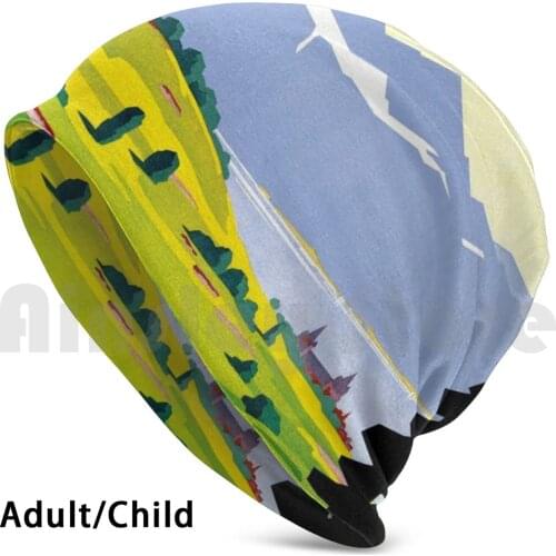 Switzerland Lausanne Golf Vintage Travel Poster Restored Beanies Knit Hat Hip Hop Switzerland Swiss Retro